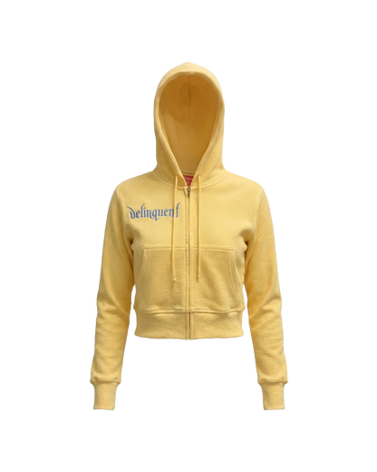 T STAMP CROPPED ZIP UP