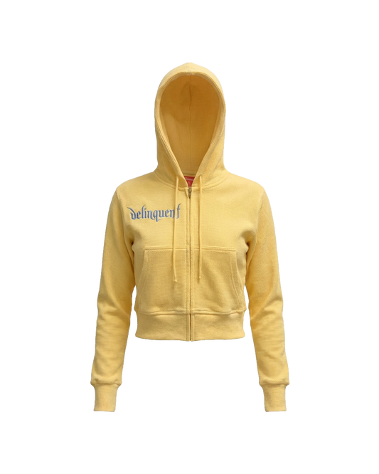 T STAMP CROPPED ZIP UP